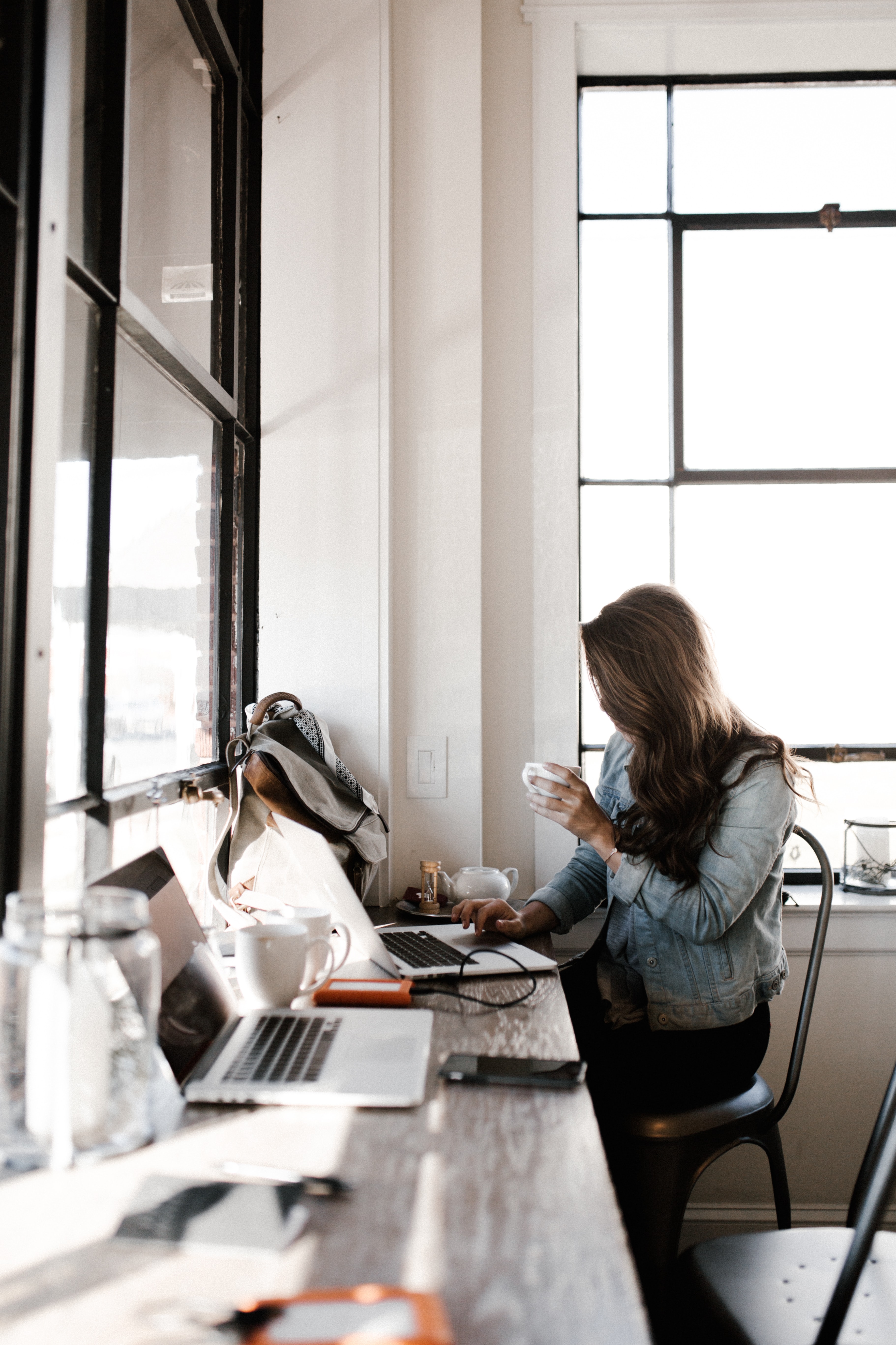 Person working in a cafe